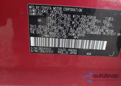 2007 Toyota Rav4 Sport V6 from USA, damaged, VIN JTMBK32V976017481